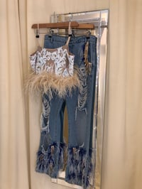 Image 8 of Iridescent Ostrich Feather Sequin Top