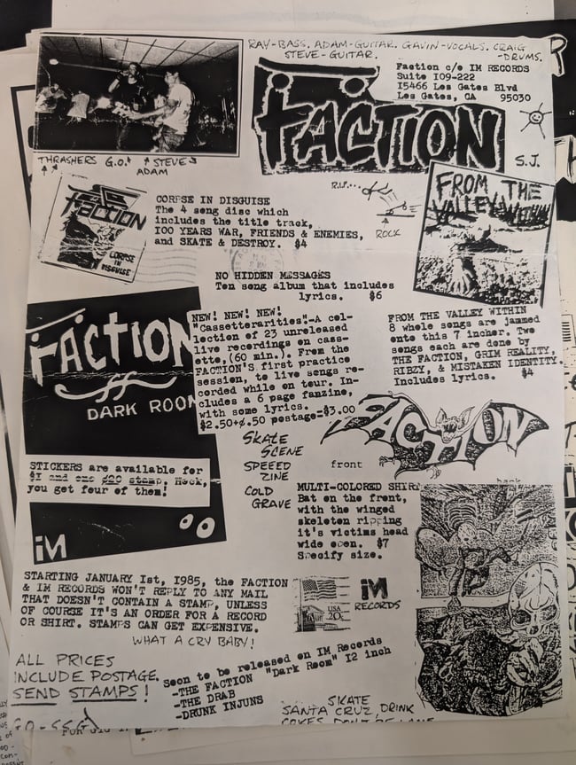 The Faction newsletter/flyer 