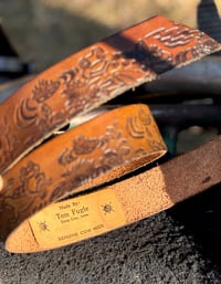 Image 2 of Original Tom Fugle Tagged Leaping Frogs Leather Belt