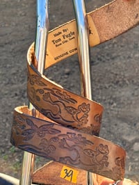 Image 1 of Original Tom Fugle Tagged Leaping Frogs Leather Belt