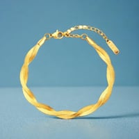 Image 3 of Gold Double Twist  Herringbone Bracelet