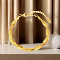 Image 1 of Gold Double Twist  Herringbone Bracelet