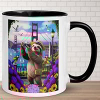Image 6 of Sloth Visits Golden Gate Bridge San Francisco Ceramic Coffee Mug