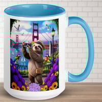 Image 7 of Sloth Visits Golden Gate Bridge San Francisco Ceramic Coffee Mug