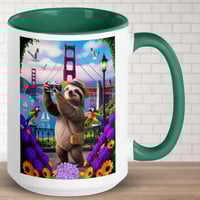 Image 3 of Sloth Visits Golden Gate Bridge San Francisco Ceramic Coffee Mug