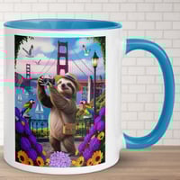 Image 8 of Sloth Visits Golden Gate Bridge San Francisco Ceramic Coffee Mug