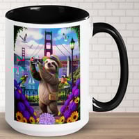 Image 5 of Sloth Visits Golden Gate Bridge San Francisco Ceramic Coffee Mug