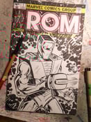 Image of ORIGINAL INK DRAWING ON COVER OF ROM #1 blank cover comic.