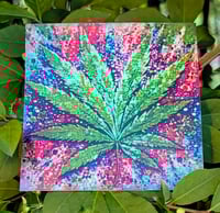 Image 1 of  Cannabis Leaf 420 Art Holographic Sticker - 3 in.