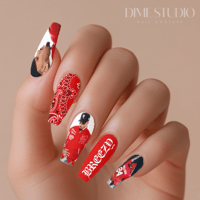 Image 1 of RED BANDANA CHRIS BREEZY BOWL NAIL DECALS 