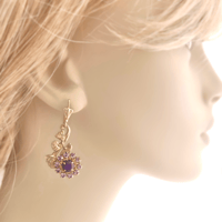 Image 3 of Fairy Garden Vine Earrings – Nature Art Nouveau Floral Jewelry with Amethyst Crystal Flowers