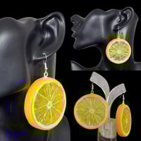 Image 1 of Lemon Slice Dangle Funky Fruit Earrings