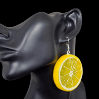 Image 3 of Lemon Slice Dangle Funky Fruit Earrings