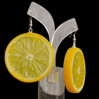 Image 4 of Lemon Slice Dangle Funky Fruit Earrings