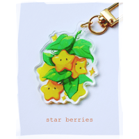 Star Berries Double-Sided Acrylic Charm with Gold U-Ring Attachment