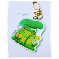 Froggie Double-Sided Acrylic Charm with Gold U-Ring Attachment
