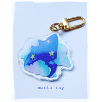 Celestial Manta Ray Double-Sided Acrylic Charm with Gold U-Ring Attachment