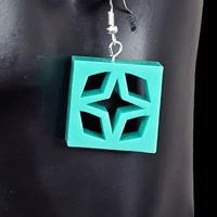 Image 4 of Retro Mid Century Modern Star Cutout Breezeway Block Dangle Earrings