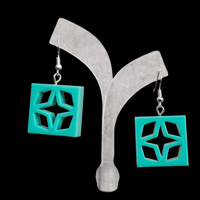 Image 1 of Retro Mid Century Modern Star Cutout Breezeway Block Dangle Earrings