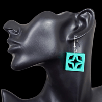 Image 3 of Retro Mid Century Modern Star Cutout Breezeway Block Dangle Earrings