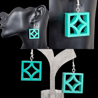 Image 2 of Retro Mid Century Modern Diamond  Cutout Breezeway Block Dangle Earrings