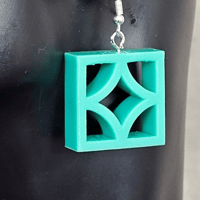 Image 4 of Retro Mid Century Modern Diamond  Cutout Breezeway Block Dangle Earrings