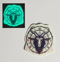 Image 1 of Glow In The Dark Satanic Baphomet Sigil Glossy Finish Sticker