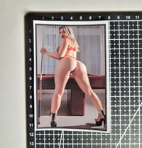 Image 2 of Large Gorgeous Blonde With A Bangin' Booty In High Heels Shooting A game Of Pool Matte Vinyl Sticker