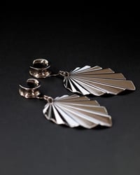 Image 3 of Ear Saddles - Deco Leaf - Stretched Ears, Tunnels - Silver - Stainless Steel 316L Plugs & Tunnels
