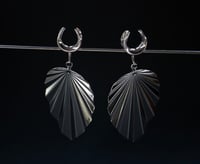 Image 1 of Ear Saddles - Deco Leaf - Stretched Ears, Tunnels - Silver - Stainless Steel 316L Plugs & Tunnels