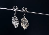 Image 1 of Floral Saddle Plug Hangers - Stainless Steel - Stretched Ears, Tunnels - Stainless Steel 316L