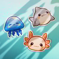 Image 3 of STICKERS - Jellyfish, Shark, Axolotl, Sunfish (S31)