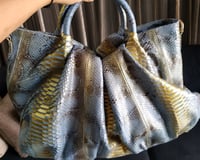 Image 2 of Python Snakeskin Leather Turquoise Floy Hobo Women Shoulder Bucket Bag 