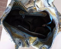 Image 5 of Python Snakeskin Leather Turquoise Floy Hobo Women Shoulder Bucket Bag 