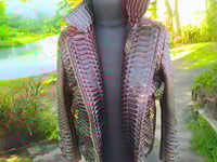Image 1 of Python Snakeskin Motorcycle Leather Jacket with Red Gradation