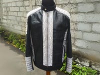 Image 1 of Cafe Racer Snakeskin Jacket - Real Python Snake Skin Leather Quilted Accents
