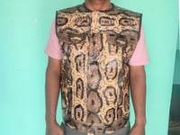 Image 1 of Snakeskin Quilt Leather Vest with 5 Pockets Zipper Closure