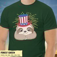 Image 2 of Smiling Sloth Uncle Sam Happy 4th of July T-Shirt