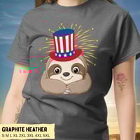 Image 5 of Smiling Sloth Uncle Sam Happy 4th of July T-Shirt