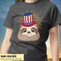 Image 4 of Smiling Sloth Uncle Sam Happy 4th of July T-Shirt