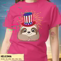 Image 6 of Smiling Sloth Uncle Sam Happy 4th of July T-Shirt