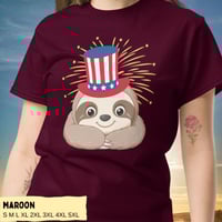 Image 7 of Smiling Sloth Uncle Sam Happy 4th of July T-Shirt