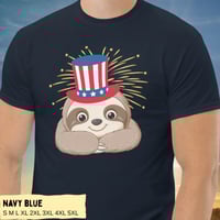 Image 8 of Smiling Sloth Uncle Sam Happy 4th of July T-Shirt