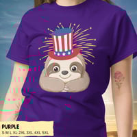 Image 9 of Smiling Sloth Uncle Sam Happy 4th of July T-Shirt