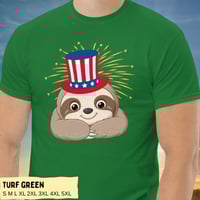 Image 11 of Smiling Sloth Uncle Sam Happy 4th of July T-Shirt