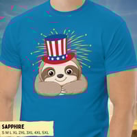Image 10 of Smiling Sloth Uncle Sam Happy 4th of July T-Shirt