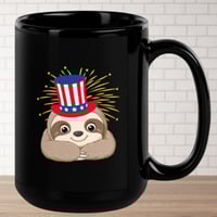 Image 1 of  Smiling Sloth Uncle Sam Happy 4th of July Coffee Mug