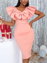 Image 1 of Elegant Peach Bodycon Dress
