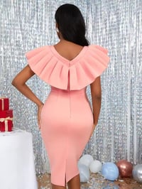 Image 2 of Elegant Peach Bodycon Dress