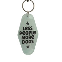 Less People More Dogs Light Blue Retro Motel Key Chain